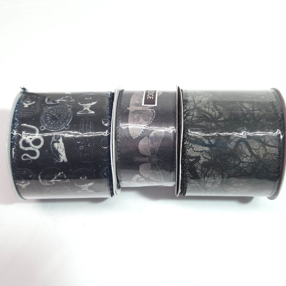 Halloween Wire Edge Ribbon Lot Moth Celestial Black Lace Crafts Place & Time 3